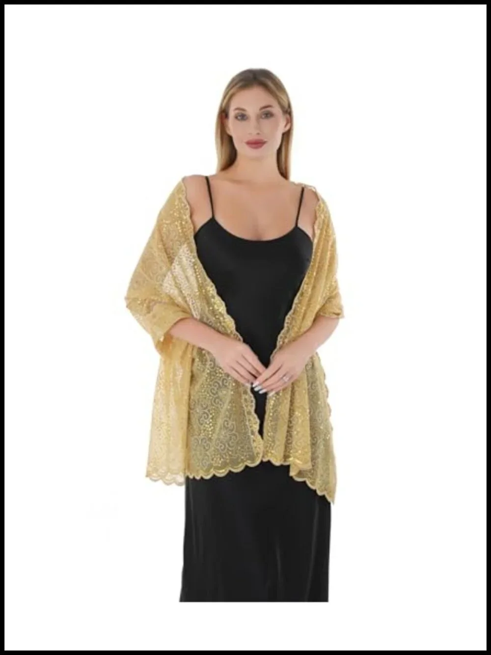 Sequined Chiffon Evening Shawl Wrap Fringe Formal Wedding Bridesmaid Cover